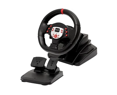 180° Racing Steering Wheel with Pedals – Adjustable Tilt & Height, Dual Motor Vibration for Pc, PS3, PS4, Switch, and Android