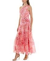Taylor Women's Ruffled One-Shoulder Chiffon Maxi Dress