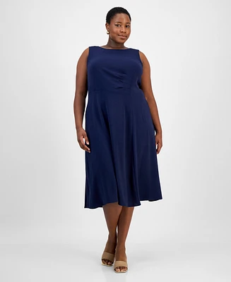 Connected Plus Sleeveless Boat-Neck Midi Dress