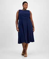 Connected Plus Sleeveless Boat-Neck Midi Dress