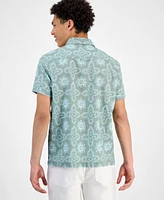 Sun + Stone Men's Avon Short Sleeve Medallion Print Button-Front Shirt, Exclusively at Macy's