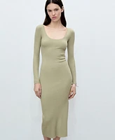 Mango Women's Ribbed Knit Midi Dress