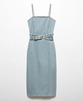 Mango Women's Denim Belt Dress