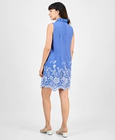 Robbie Bee Petite Embroidered-Hem Shift Dress