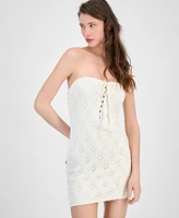 Guess Women's Isabella Pointelle Lace-Up Mini Dress