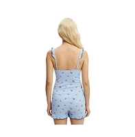 Cotton On Women's Rib Ruffle Boyleg Romper