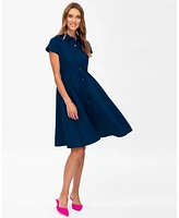 Pietro Brunelli Maternity Poplin Nursing Friendly Button-Front Drawstring Viola Shirt Dress
