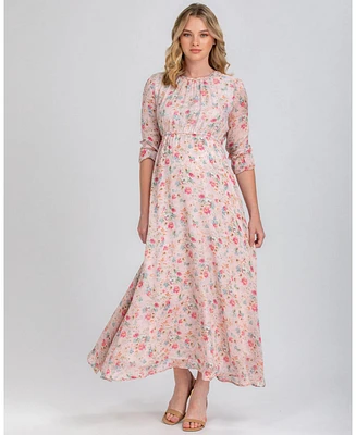 Pietro Brunelli Maternity Maternity Floral Print Sheer Sleeve Occasion Chiffon Maxi Jasmine Dress