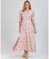 Pietro Brunelli Maternity Maternity Floral Print Sheer Sleeve Occasion Chiffon Maxi Jasmine Dress
