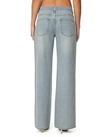 Edikted Women's Everly Studded Low Rise Jeans