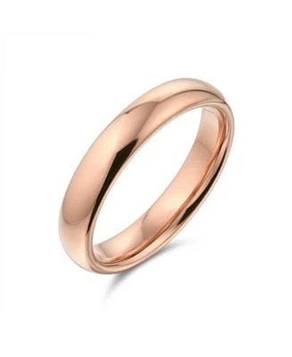 Bling Jewelry Basic Plain Simple Dome Classic Black Rose Gold Plated Titanium Band Ring Comfort Fit