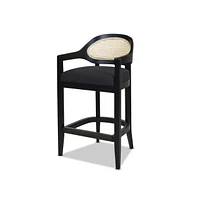 Mid-Century Modern 26" Counter Stool, 1PK Cane Back Bar Chair, Solid Oak Frame for Kitchen Island & Home Bar-The Pop