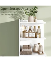 White Bathroom Storage Cabinet with 2 Drawers, 2 Shelves, and 1 Door