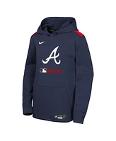 Nike Big Boys and Girls Navy Atlanta Braves Authentic Collection Performance Pullover Hoodie