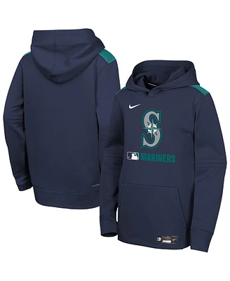 Nike Big Boys and Girls Navy Seattle Mariners Authentic Collection Performance Pullover Hoodie