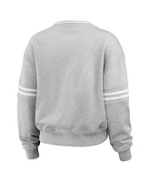 Wear by Erin Andrews Women's Heather Gray Boston Red Sox Domestic Crest Pullover Sweatshirt