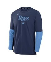 Nike Men's Navy/Light Blue Tampa Bay Rays Authentic Collection Player Lightweight Performance Long Sleeve Top