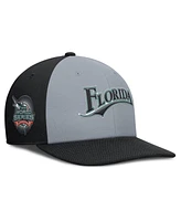 Nike Men's Gray/Black Florida Marlins Cooperstown Collection Pro Performance Snapback Hat