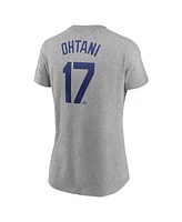 Nike Women's Shohei Ohtani Heather Gray Los Angeles Dodgers Fuse Name Number T-Shirt