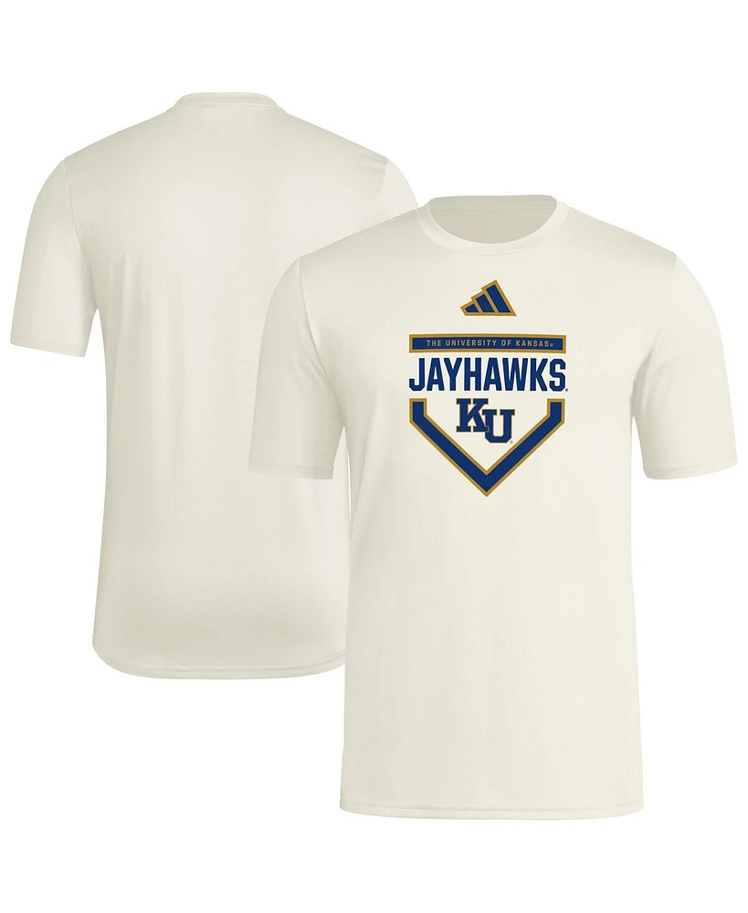 Adidas Men's Cream Kansas Jayhawks Home Plate Pre-Game T-Shirt