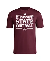 Adidas Men's Maroon Mississippi State Bulldogs Locker Football Pre-Game Aeroready T-Shirt