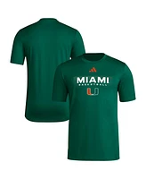 Adidas Men's Green Miami Hurricanes Basketball Locker On-Court The Fade Pregame Aeroready T-Shirt