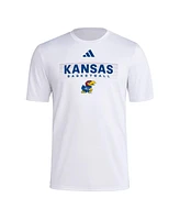 Adidas Men's White Kansas Jayhawks Locker On-Court The Fade Pregame Aeroready T-Shirt
