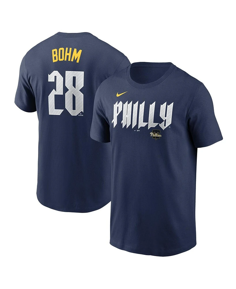 Nike Men's Alec Bohm Navy Philadelphia Phillies 2024 City Connect Fuse Name Number T-Shirt