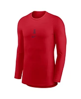 Nike Men's Red Los Angeles Angels Base Layer Raglan Long Sleeve Performance T-Shirt