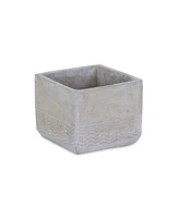 Cement Square Pot Planter with Chevron Design – Indoor/Outdoor Use