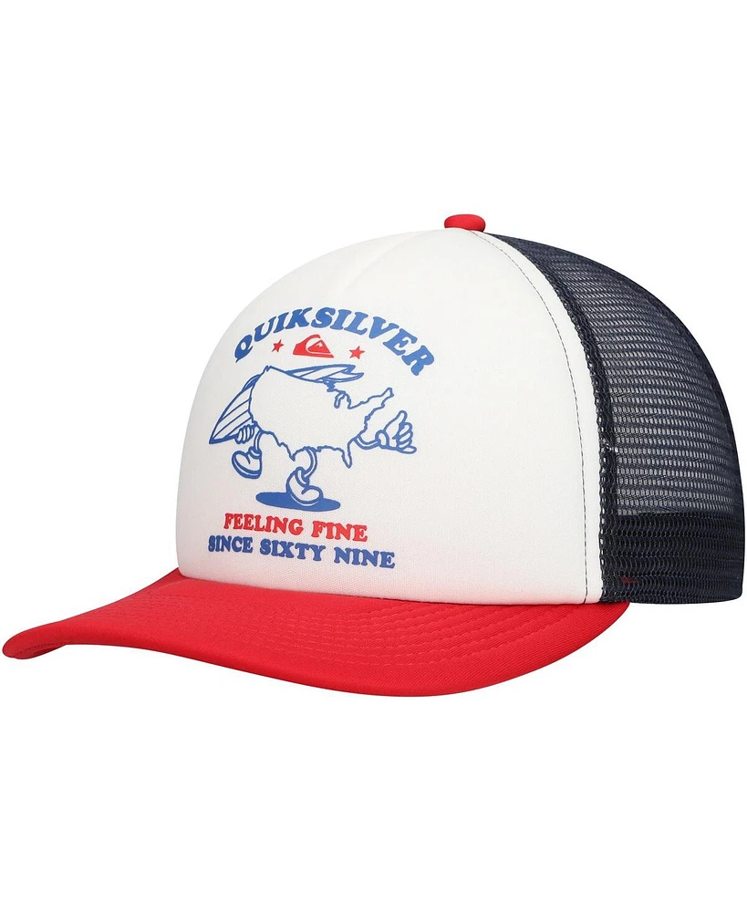 Quiksilver Men's White/Red Coop Trucker Adjustable Hat