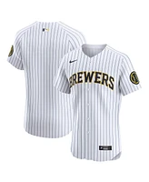 Nike Men's White Milwaukee Brewers Alternate Vapor Premier Elite Patch Jersey