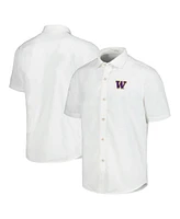 Tommy Bahama Men's White Washington Huskies Coconut Point Palm Vista Island Zone Camp Button-Up Shirt