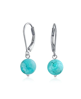 Bling Jewelry Simple Basic Round 8MM Bead Ball Drop Dangle Earrings Secure Hinge Lever back .925 Sterling Silver