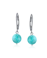 Bling Jewelry Simple Basic Round 8MM Bead Ball Drop Dangle Earrings Secure Hinge Lever back .925 Sterling Silver