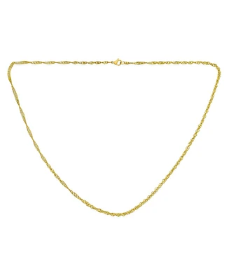 Bling Jewelry Thin 2.5MM Singapore Twist Rope Chain Necklace Yellow Gold Plated Stainless steel