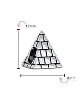 Bling Jewelry Traveler Vacation Tourism Landmark Egyptian Pyramid Charm Bead Oxidized .925 Sterling Silver
