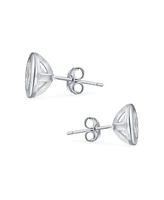 Bling Jewelry Minimalist Bezel Round Solitaire Cubic Zirconia Cz Martini Stud Earrings Sterling Silver
