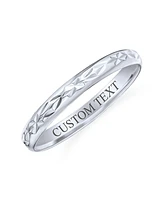 Bling Jewelry Elegant Stash Striped Edge Pattern Eternity Band Ring Polished Shiny Finish .925 Sterling Silver 3MM