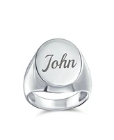 Bling Jewelry Large Basic Simple .925 Sterling Silver Oval Signet Ring Shiny Finish