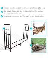 Indoor/Outdoor 6-Foot Decorative Firewood Log Rack - Powder-Coated Steel Wood and Kindling Holder - Bronze
