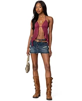 Edikted Women's Hunter Distressed Denim Mini Skirt