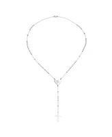Bling Jewelry Religious Christian Dainty 2MM Round Ball Beaded Link Heart Holy Mother Virgin Mary Delicate Simple Cross Prayer Rosary Rosario Chain Si