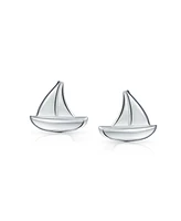 Bling Jewelry .925 Sterling Silver Small Nautical Sail Boat Sea Lover Ocean Vacation Ship Sailboat Stud Earrings Pendant Necklace