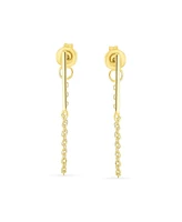Bling Jewelry Minimalist Modern Geometric Bar Dangle Chain Cartilage Ear Stud Earrings .925 Sterling Silver
