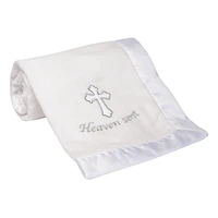 Lambs & Ivy Baby Heaven Sent Baptism/Christening Soft White Fleece Blanket