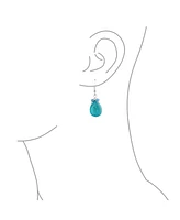 Bling Jewelry Boho Fashion Pear Shape Crystal Bead Accent Blue Turquoise Blue Teardrop Drop Lever Back Earrings Silver Plated