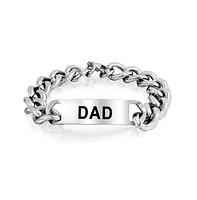Bling Jewelry Name Plated Word Dad Identification Id Bracelet Silver Tone Stainless Steel
