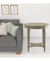 Solid Wood Round End Table with Shelf for Living Room or Bedroom