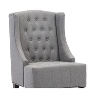 25" Grey And Black Upholstered Wingback Accent Chair